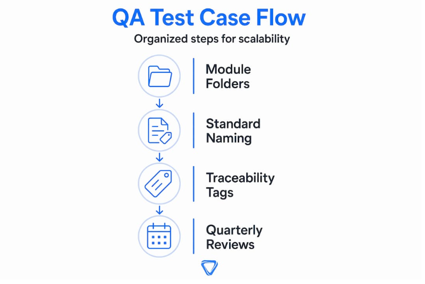 image | Vansah Test Management For Jira Infographic showing steps for structuring scalable QA test repositories